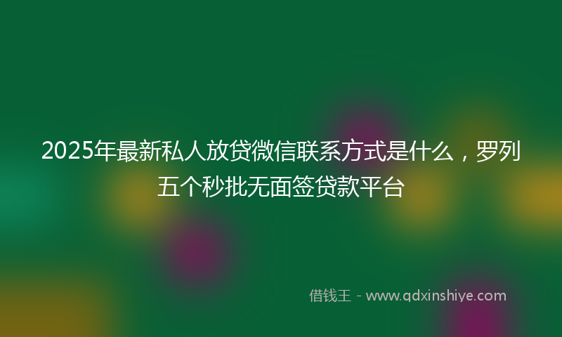 2025年最新私人放贷微信联系方式是什么，罗列五个秒批无面签贷款平台