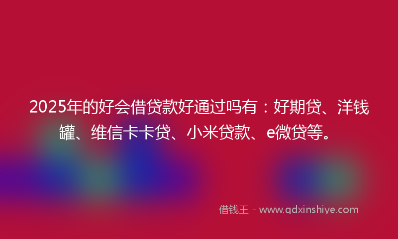 2025年的好会借贷款好通过吗有：好期贷、洋钱罐、维信卡卡贷、小米贷款、e微贷等。
