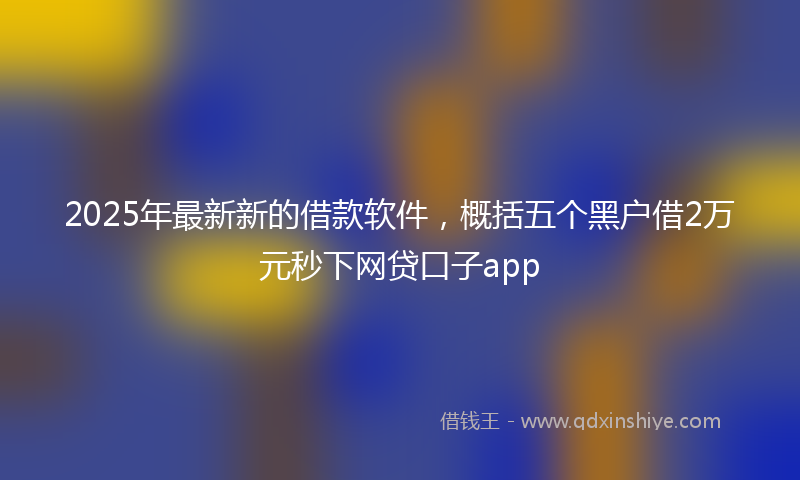 2025年最新新的借款软件，概括五个黑户借2万元秒下网贷口子app