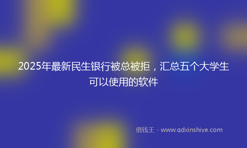 2025年最新民生银行被总被拒，汇总五个大学生可以使用的软件
