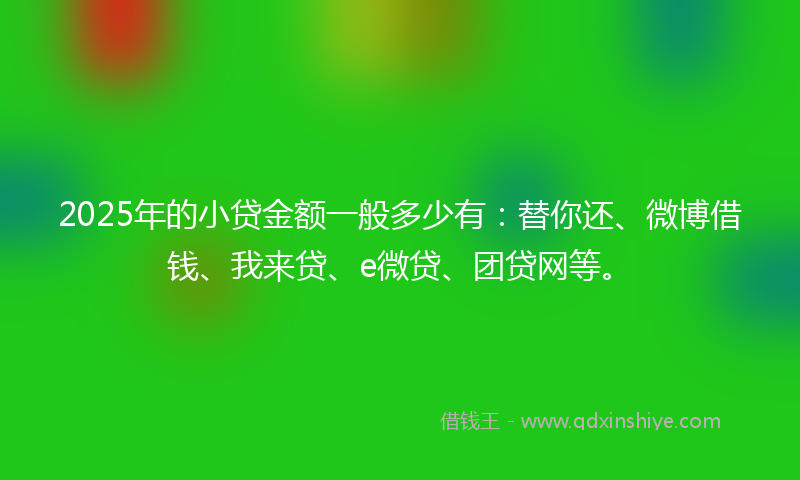 2025年的小贷金额一般多少有：替你还、微博借钱、我来贷、e微贷、团贷网等。