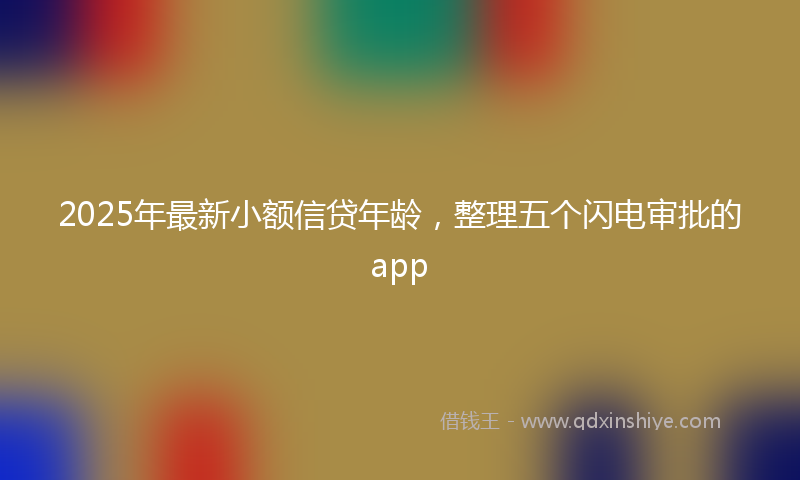2025年最新小额信贷年龄，整理五个闪电审批的app