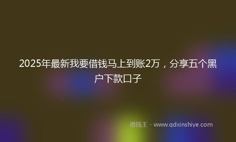 2025年最新我要借钱马上到账2万，分享五个黑户下款口子