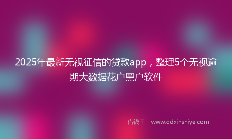 2025年最新无视征信的贷款app，整理5个无视逾期大数据花户黑户软件