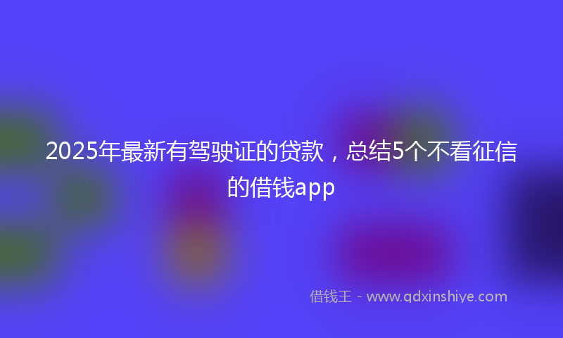 2025年最新有驾驶证的贷款，总结5个不看征信的借钱app