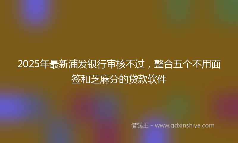 2025年最新浦发银行审核不过，整合五个不用面签和芝麻分的贷款软件