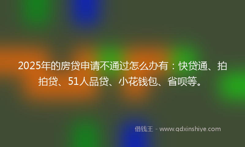 2025年的房贷申请不通过怎么办有：快贷通、拍拍贷、51人品贷、小花钱包、省呗等。