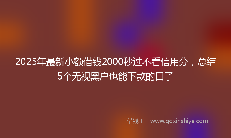 2025年最新小额借钱2000秒过不看信用分，总结5个无视黑户也能下款的口子