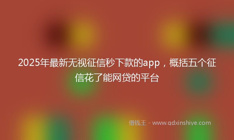 2025年最新无视征信秒下款的app，概括五个征信花了能网贷的平台