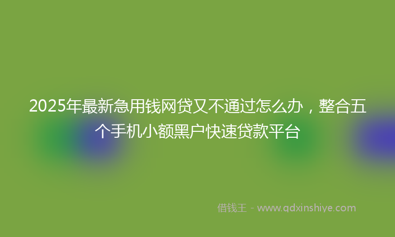 2025年最新急用钱网贷又不通过怎么办，整合五个手机小额黑户快速贷款平台