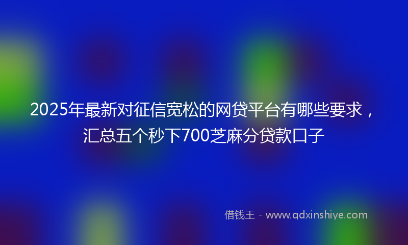 2025年最新对征信宽松的网贷平台有哪些要求，汇总五个秒下700芝麻分贷款口子