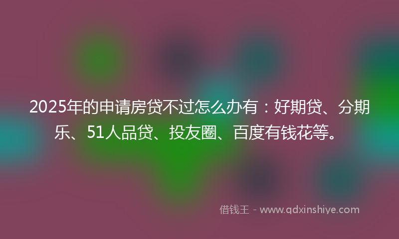2025年的申请房贷不过怎么办有：好期贷、分期乐、51人品贷、投友圈、百度有钱花等。