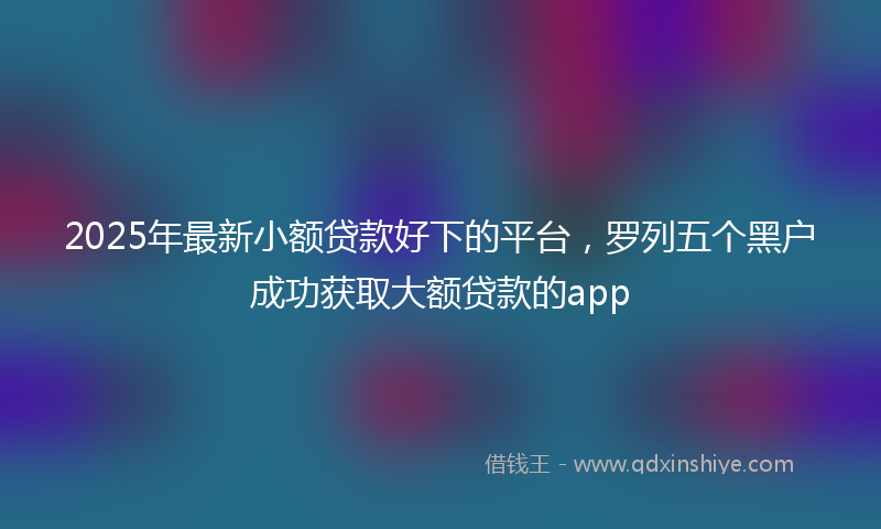 2025年最新小额贷款好下的平台，罗列五个黑户成功获取大额贷款的app