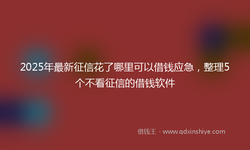 2025年最新征信花了哪里可以借钱应急，整理5个不看征信的借钱软件
