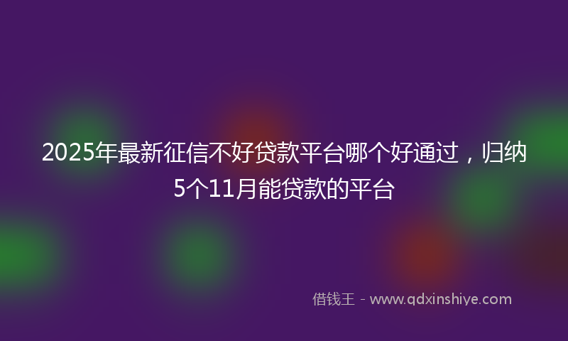 2025年最新征信不好贷款平台哪个好通过，归纳5个11月能贷款的平台
