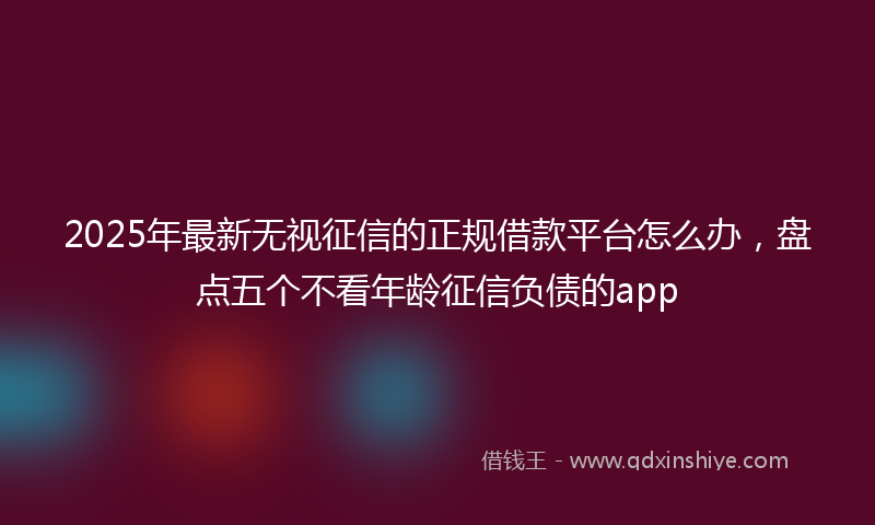 2025年最新无视征信的正规借款平台怎么办，盘点五个不看年龄征信负债的app