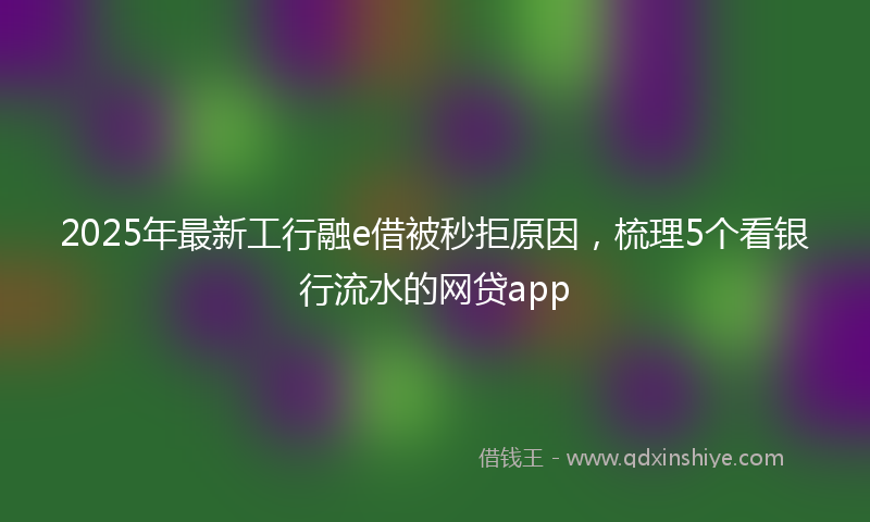 2025年最新工行融e借被秒拒原因，梳理5个看银行流水的网贷app