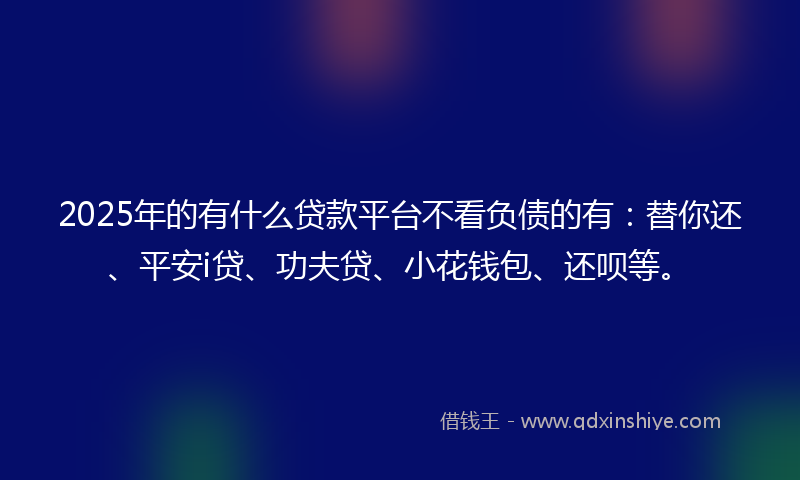 2025年的有什么贷款平台不看负债的有：替你还、平安i贷、功夫贷、小花钱包、还呗等。