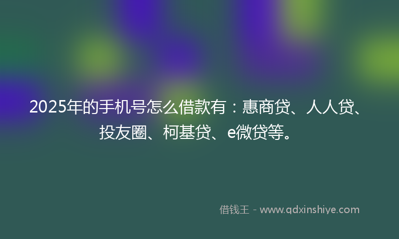 2025年的手机号怎么借款有：惠商贷、人人贷、投友圈、柯基贷、e微贷等。
