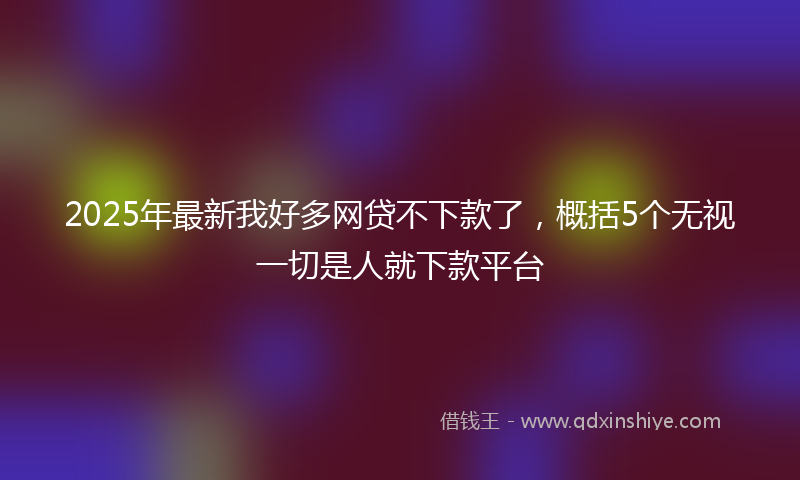 2025年最新我好多网贷不下款了，概括5个无视一切是人就下款平台