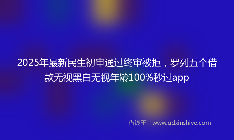 2025年最新民生初审通过终审被拒，罗列五个借款无视黑白无视年龄100%秒过app