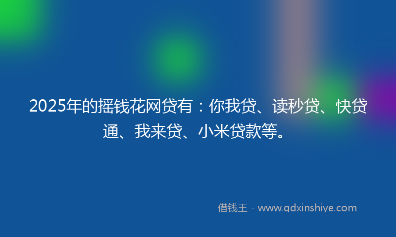 2025年的摇钱花网贷有：你我贷、读秒贷、快贷通、我来贷、小米贷款等。