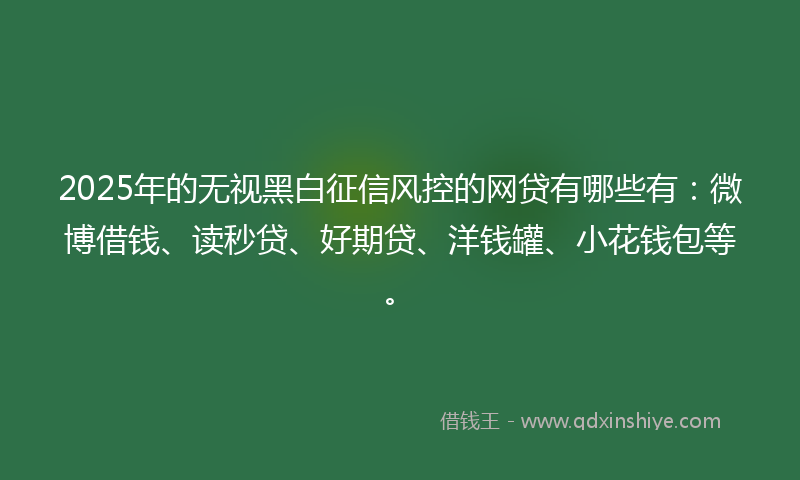 2025年的无视黑白征信风控的网贷有哪些有：微博借钱、读秒贷、好期贷、洋钱罐、小花钱包等。