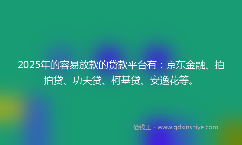 2025年的容易放款的贷款平台有：京东金融、拍拍贷、功夫贷、柯基贷、安逸花等。