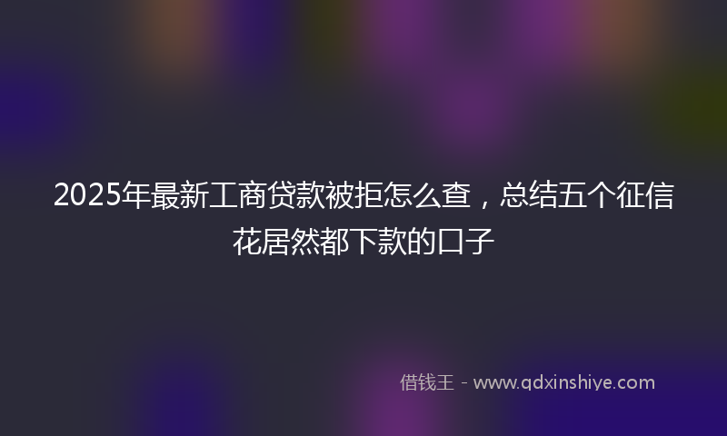 2025年最新工商贷款被拒怎么查，总结五个征信花居然都下款的口子