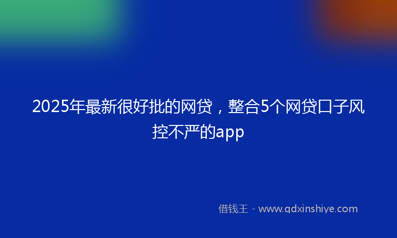 2025年最新很好批的网贷，整合5个网贷口子风控不严的app