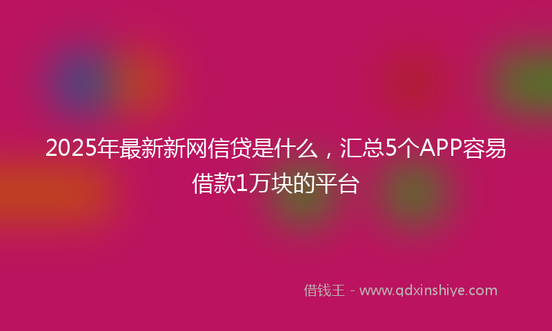 2025年最新新网信贷是什么，汇总5个APP容易借款1万块的平台