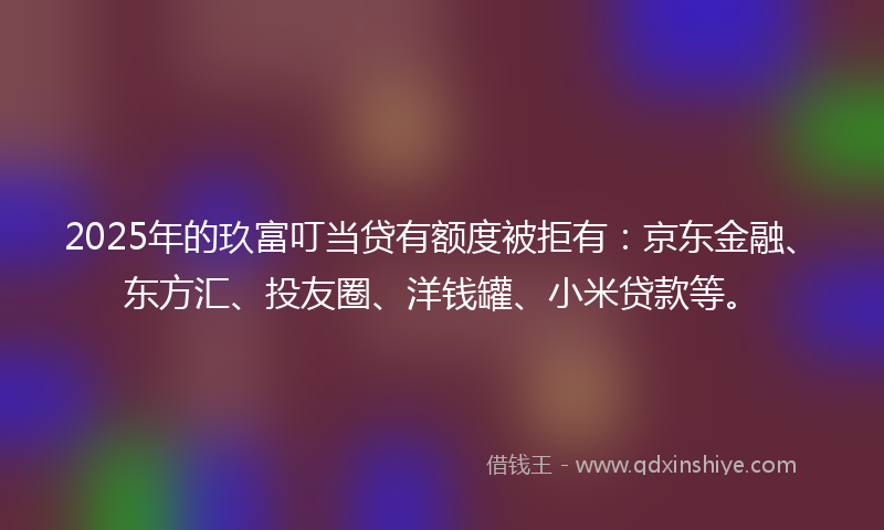 2025年的玖富叮当贷有额度被拒有：京东金融、东方汇、投友圈、洋钱罐、小米贷款等。
