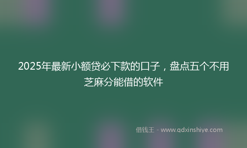 2025年最新小额贷必下款的口子，盘点五个不用芝麻分能借的软件