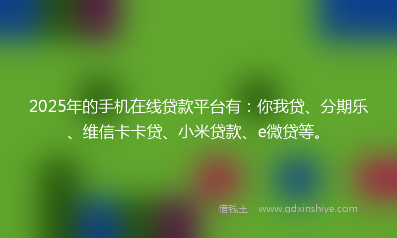 2025年的手机在线贷款平台有：你我贷、分期乐、维信卡卡贷、小米贷款、e微贷等。