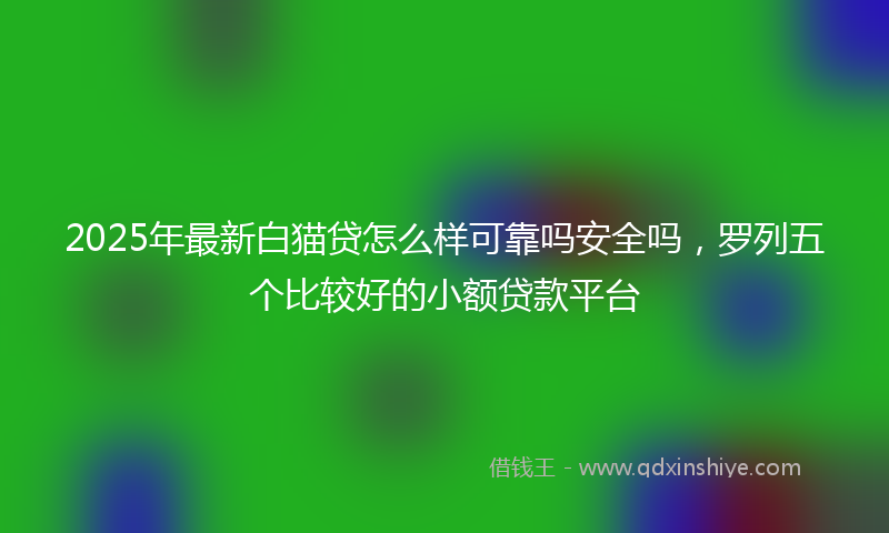 2025年最新白猫贷怎么样可靠吗安全吗，罗列五个比较好的小额贷款平台