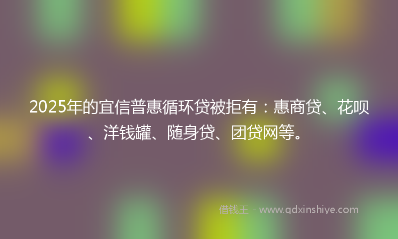 2025年的宜信普惠循环贷被拒有：惠商贷、花呗、洋钱罐、随身贷、团贷网等。