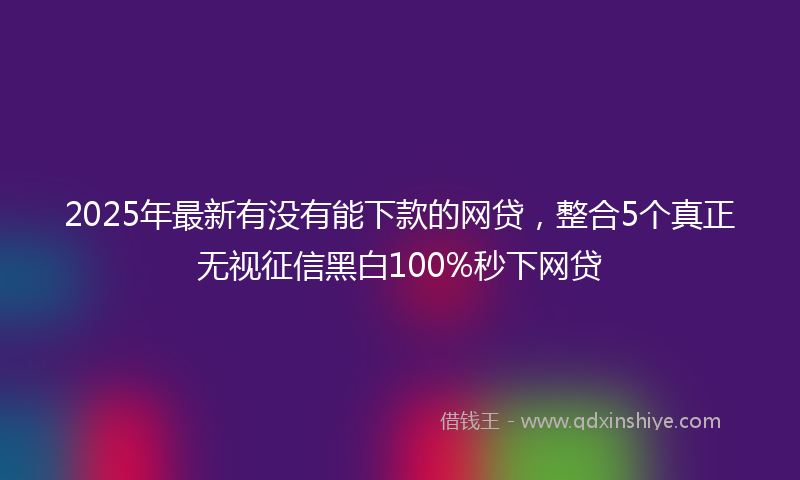 2025年最新有没有能下款的网贷，整合5个真正无视征信黑白100%秒下网贷