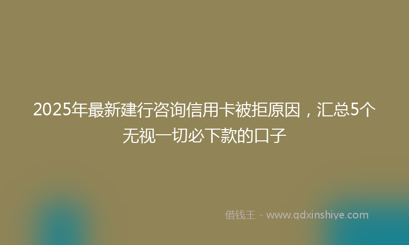 2025年最新建行咨询信用卡被拒原因，汇总5个无视一切必下款的口子