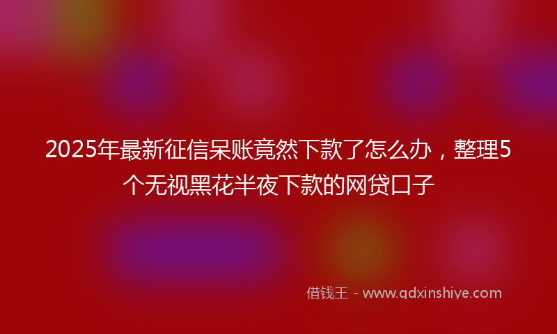 2025年最新征信呆账竟然下款了怎么办，整理5个无视黑花半夜下款的网贷口子