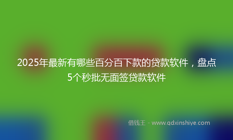 2025年最新有哪些百分百下款的贷款软件，盘点5个秒批无面签贷款软件