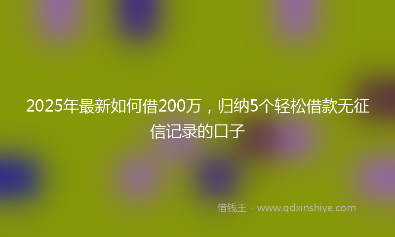 2025年最新如何借200万，归纳5个轻松借款无征信记录的口子