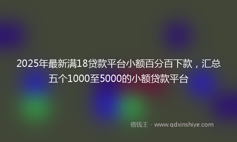 2025年最新满18贷款平台小额百分百下款，汇总五个1000至5000的小额贷款平台