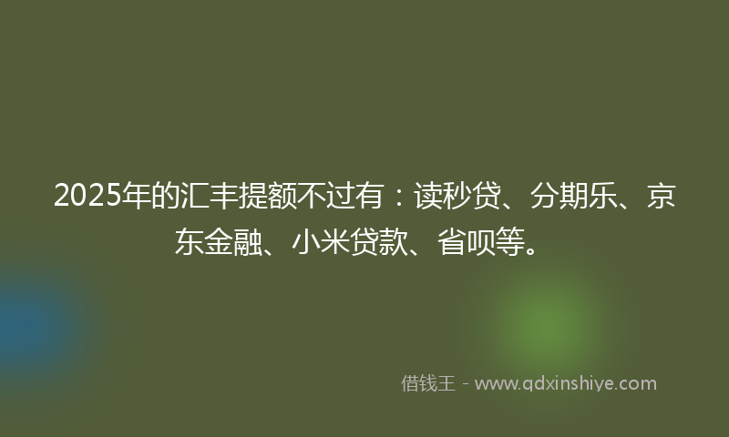 2025年的汇丰提额不过有：读秒贷、分期乐、京东金融、小米贷款、省呗等。