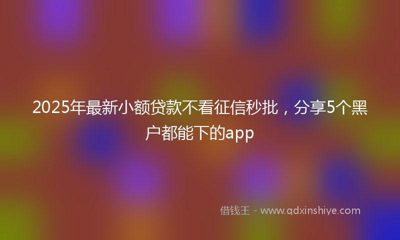2025年最新小额贷款不看征信秒批，分享5个黑户都能下的app