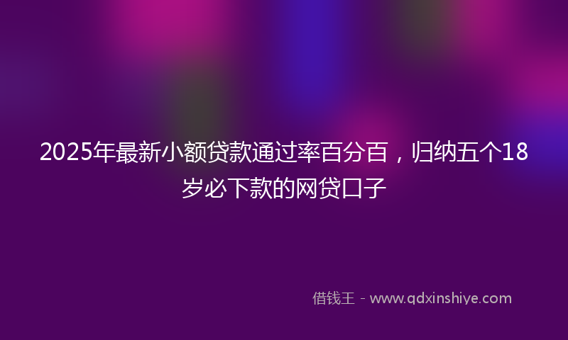 2025年最新小额贷款通过率百分百，归纳五个18岁必下款的网贷口子