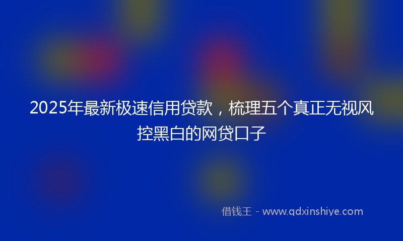 2025年最新极速信用贷款，梳理五个真正无视风控黑白的网贷口子