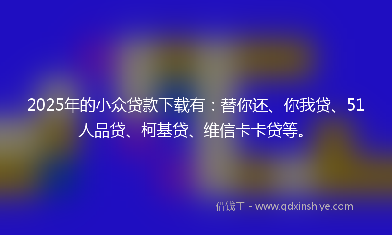 2025年的小众贷款下载有：替你还、你我贷、51人品贷、柯基贷、维信卡卡贷等。