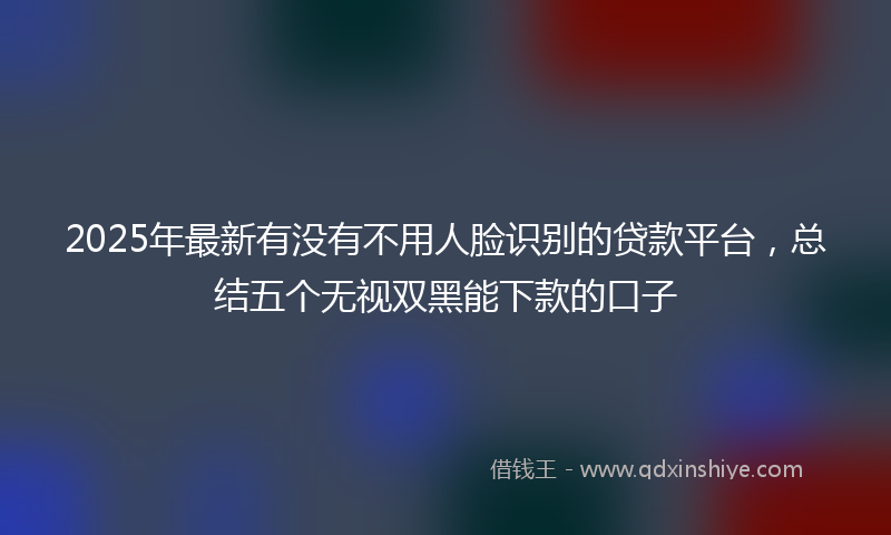 2025年最新有没有不用人脸识别的贷款平台，总结五个无视双黑能下款的口子