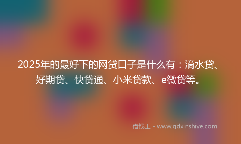 2025年的最好下的网贷口子是什么有：滴水贷、好期贷、快贷通、小米贷款、e微贷等。