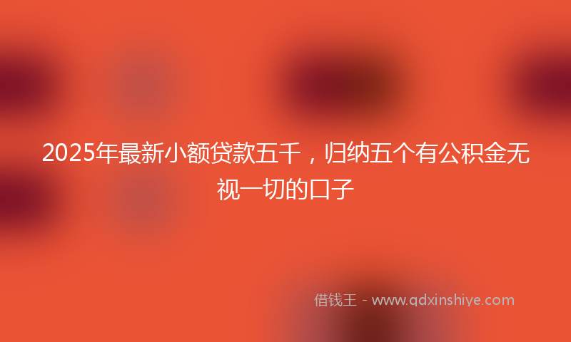 2025年最新小额贷款五千，归纳五个有公积金无视一切的口子